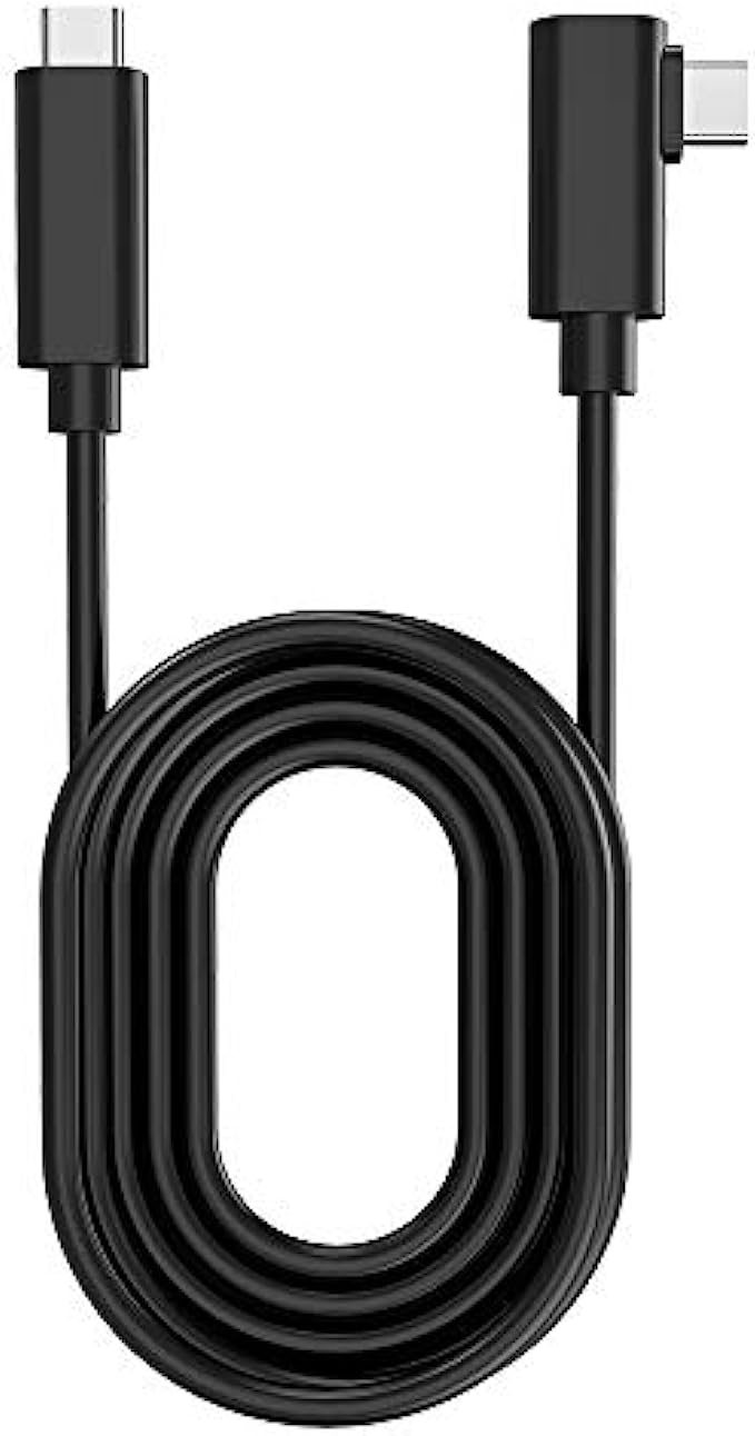 VR Streaming Link Cable Compatible for Oculus Quest, Cuxnoo Virtual Reality Headset Cable Angle USB 3.2 Gen1 C-C High-Speed Data Transfer, Fast Charging Cord, 15FT
