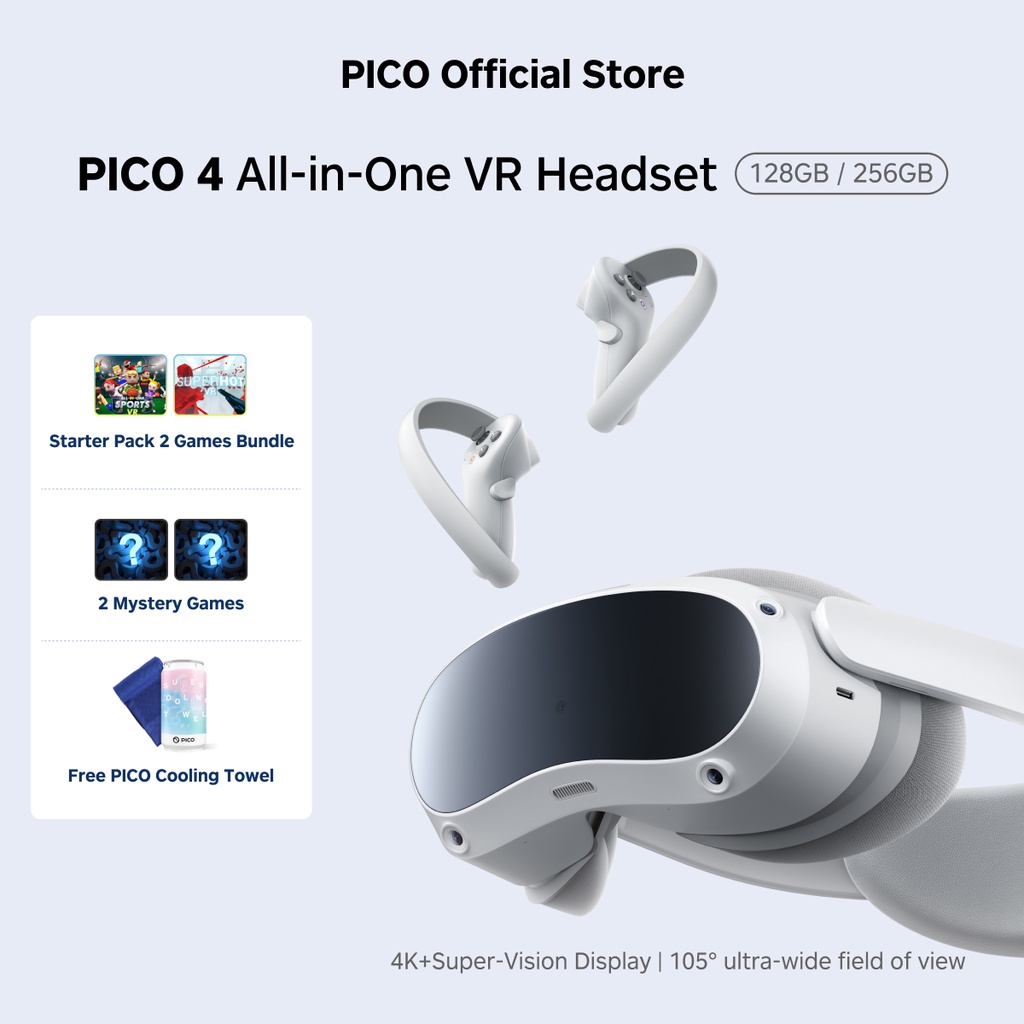 PICO 4 All-In-One VR Headset + Starter + Mystery Bundle (FOC 4 Games)